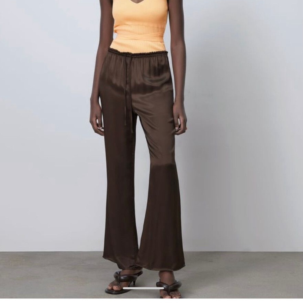 Zara Satin Chocolate Brown Pants